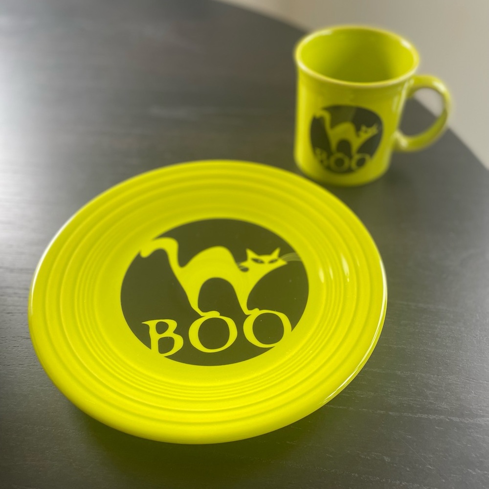 Fiestaware Halloween , decal plate and mug